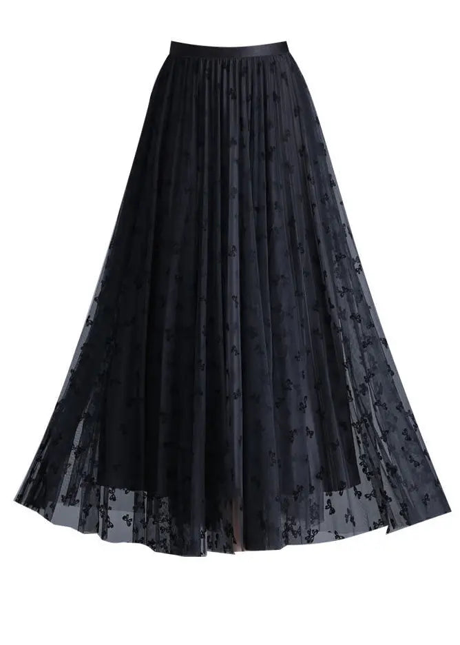 Black Tulle A Line Skirt - Reversible Spring Wear - HA1032