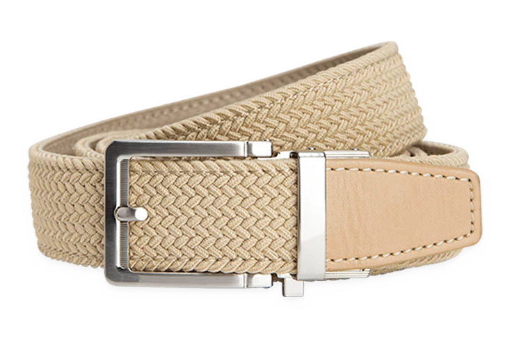 Braided Golf Belt - Tan, 1 3/8 Strap