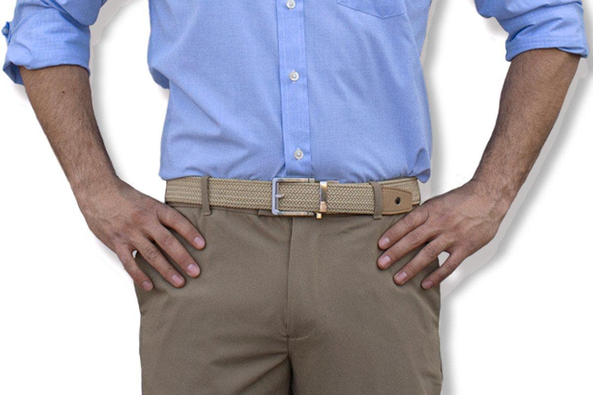 Braided Golf Belt - Tan, 1 3/8 Strap