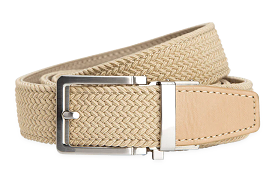 Braided Golf Belt - Tan, 1 3/8 Strap