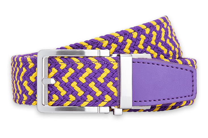 Braided Purple Gold Golf Belt 1 3/8 Strap