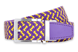 Braided Purple Gold Golf Belt 1 3/8 Strap