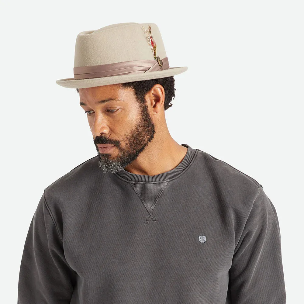 Brixton Stout Pork Pie Hat - Sand Band - Sand Hat.