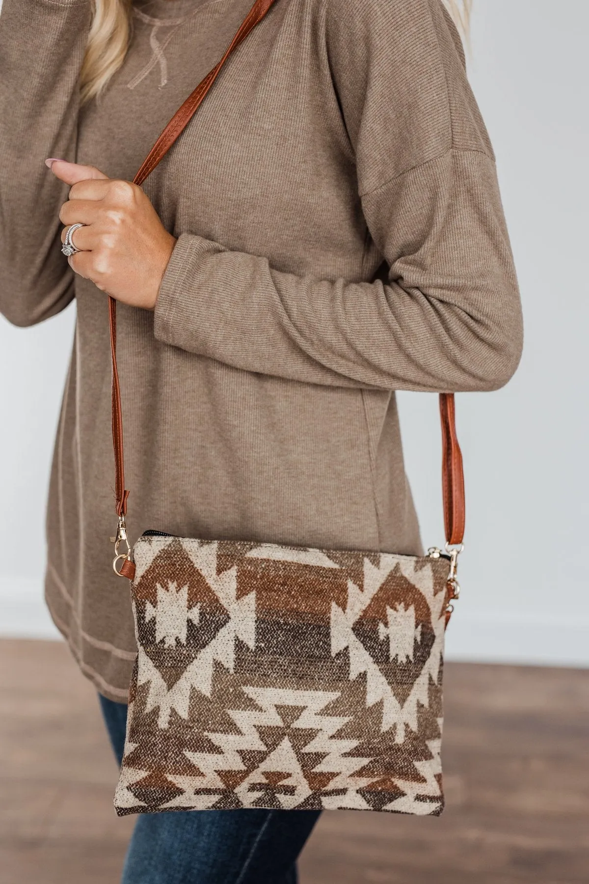 Brown Aztec Clutch with Western Beauty