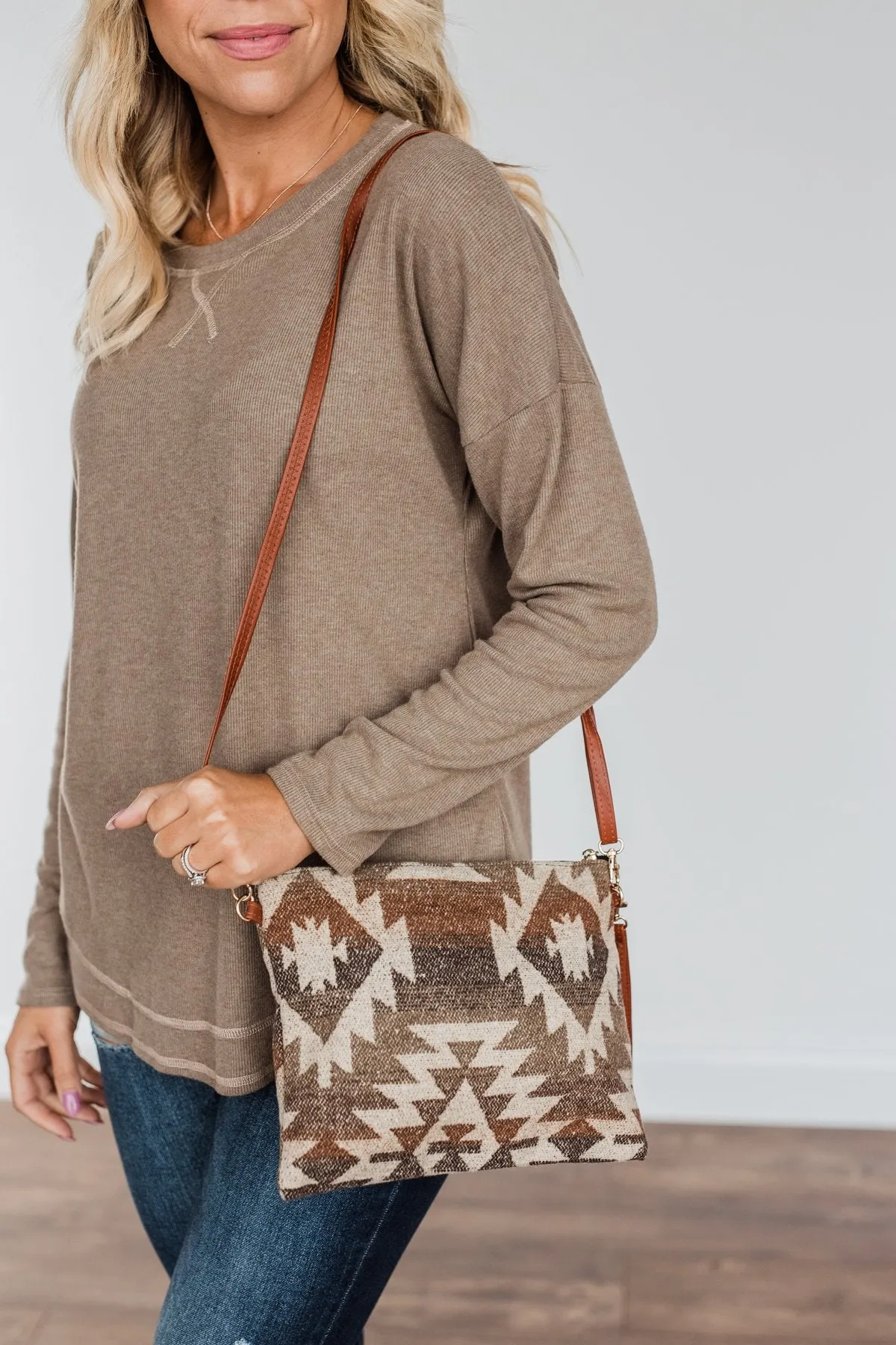 Brown Aztec Clutch with Western Beauty