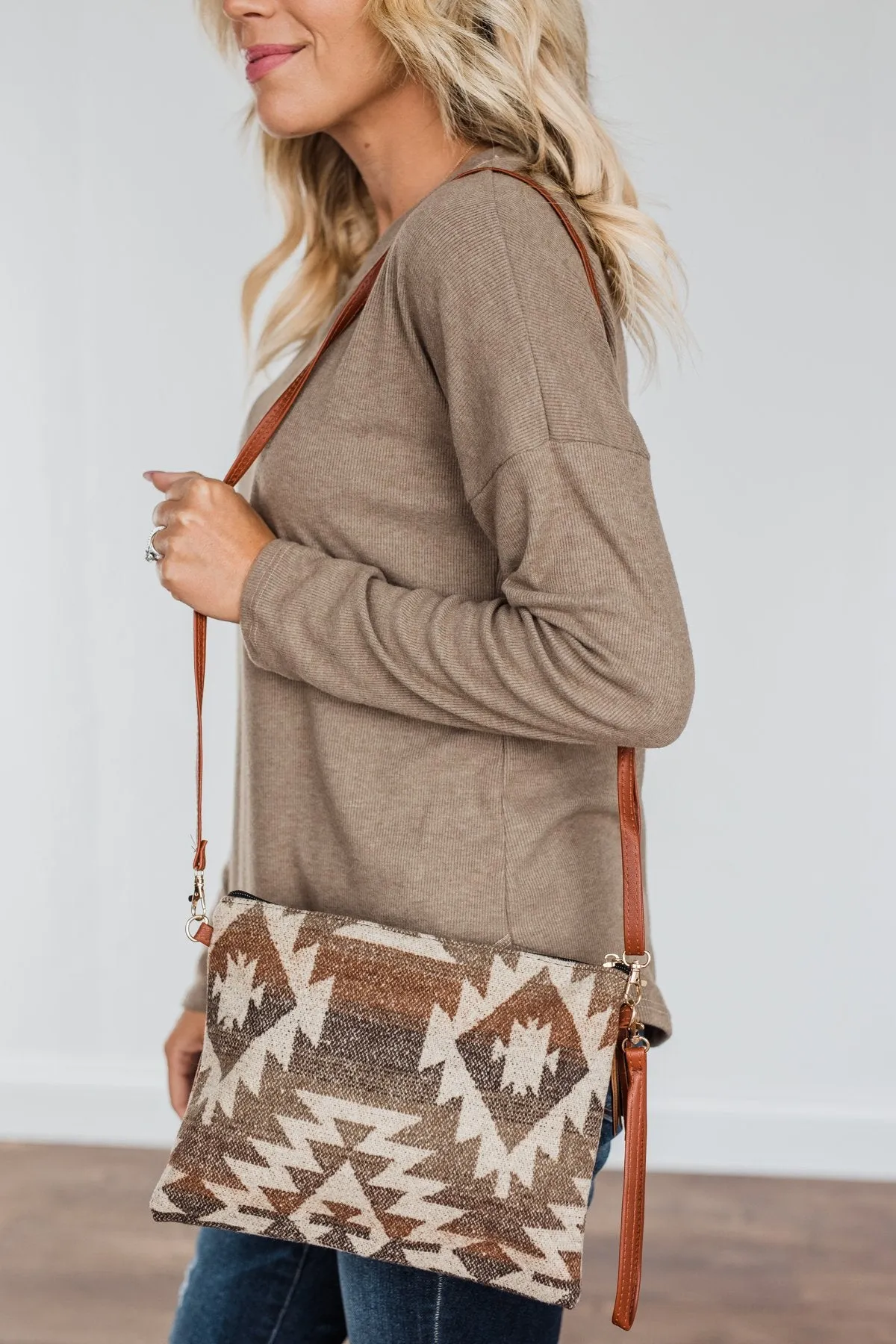 Brown Aztec Clutch with Western Beauty