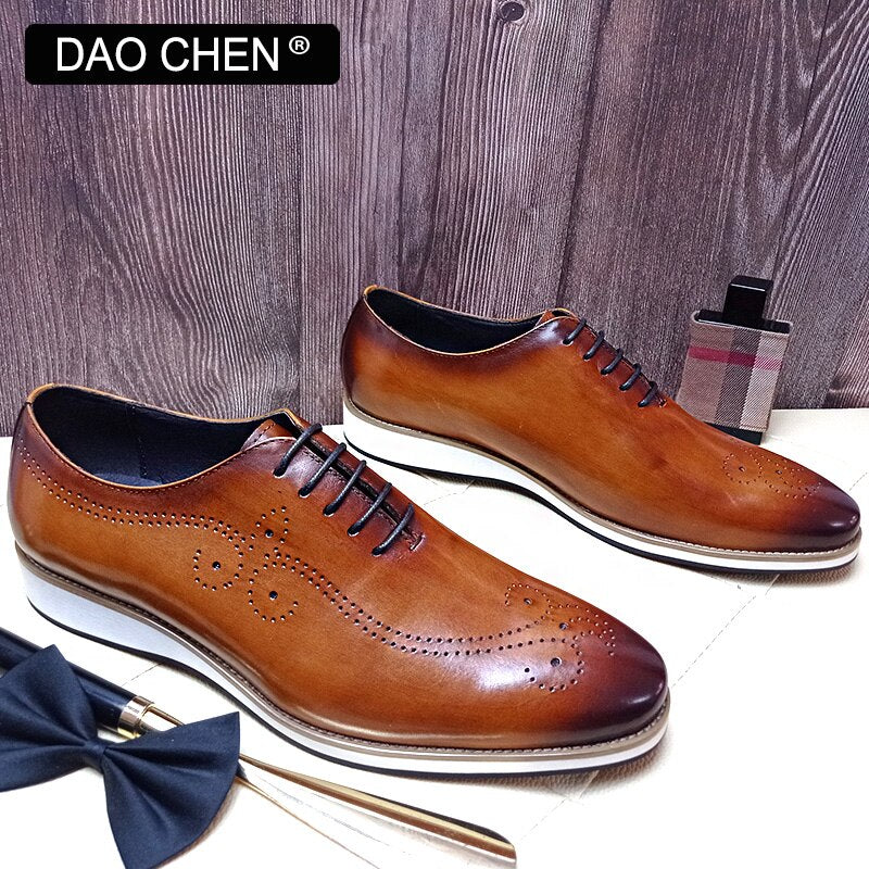 Brown Leather Casual Outdoor Dress Shoes