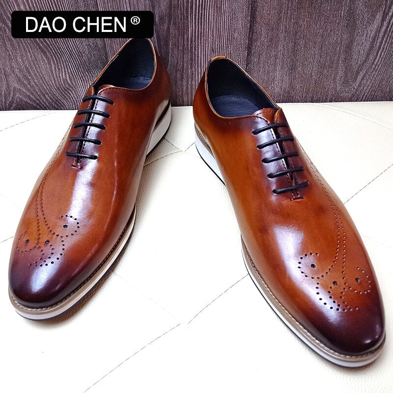 Brown Leather Casual Outdoor Dress Shoes