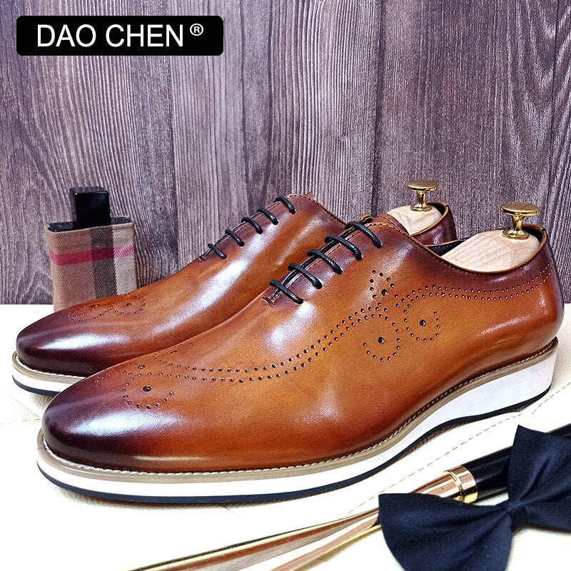 Brown Leather Casual Outdoor Dress Shoes