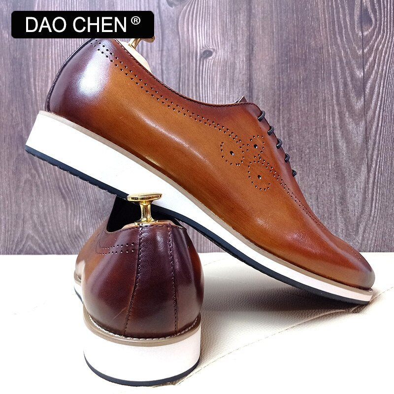 Brown Leather Casual Outdoor Dress Shoes