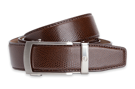 Camden Brown Lizard Skin Dress Belt - 1 3/8 Inch Strap.