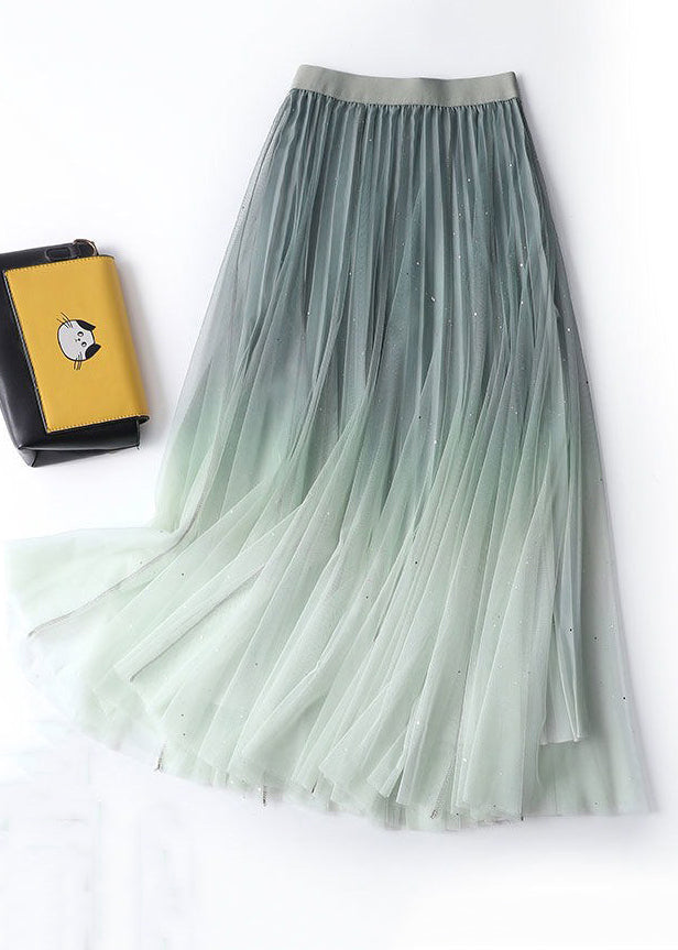 Chic Navy Gradient Color High Waist Tulle Skirts for Summer - AS1069