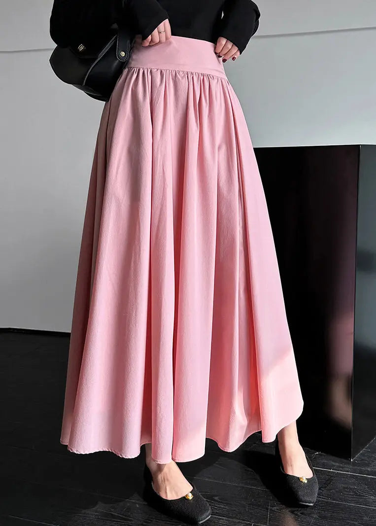 Chic Pink Zippered Skirts, High Waist, Cotton, Spring CG1047.