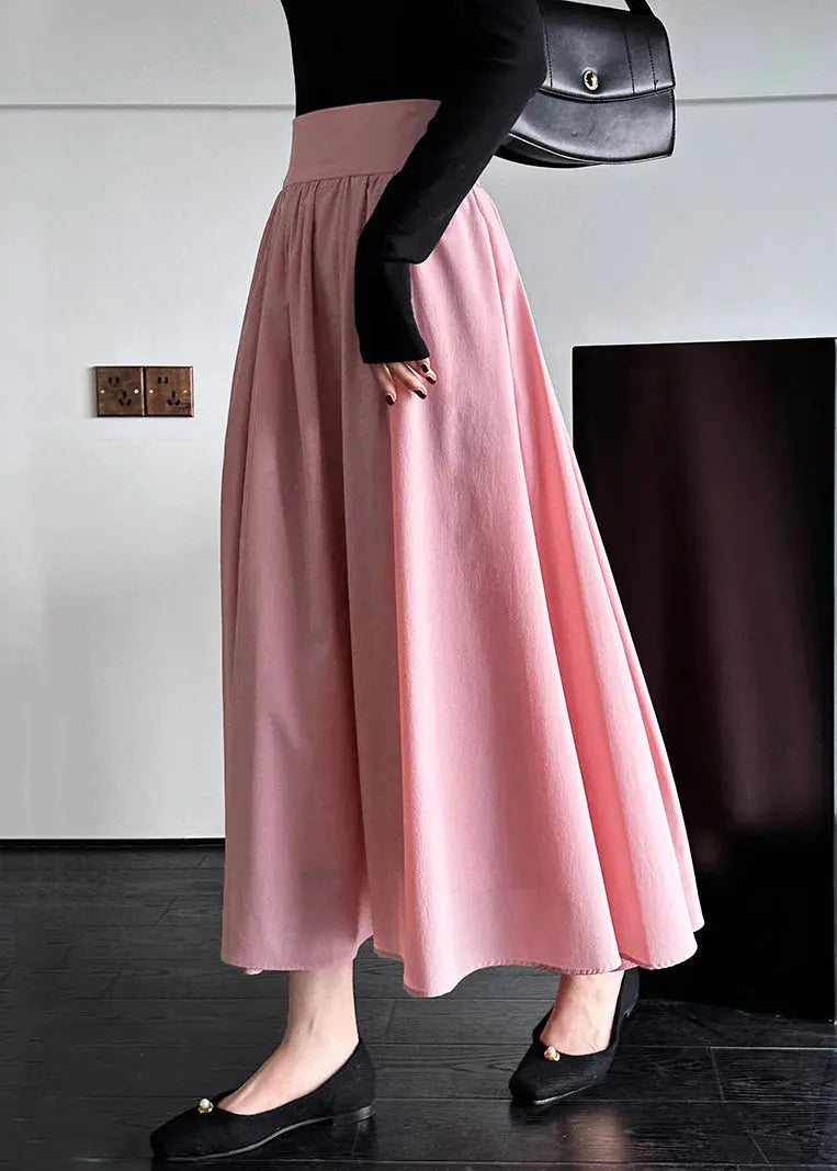 Chic Pink Zippered Skirts, High Waist, Cotton, Spring CG1047.