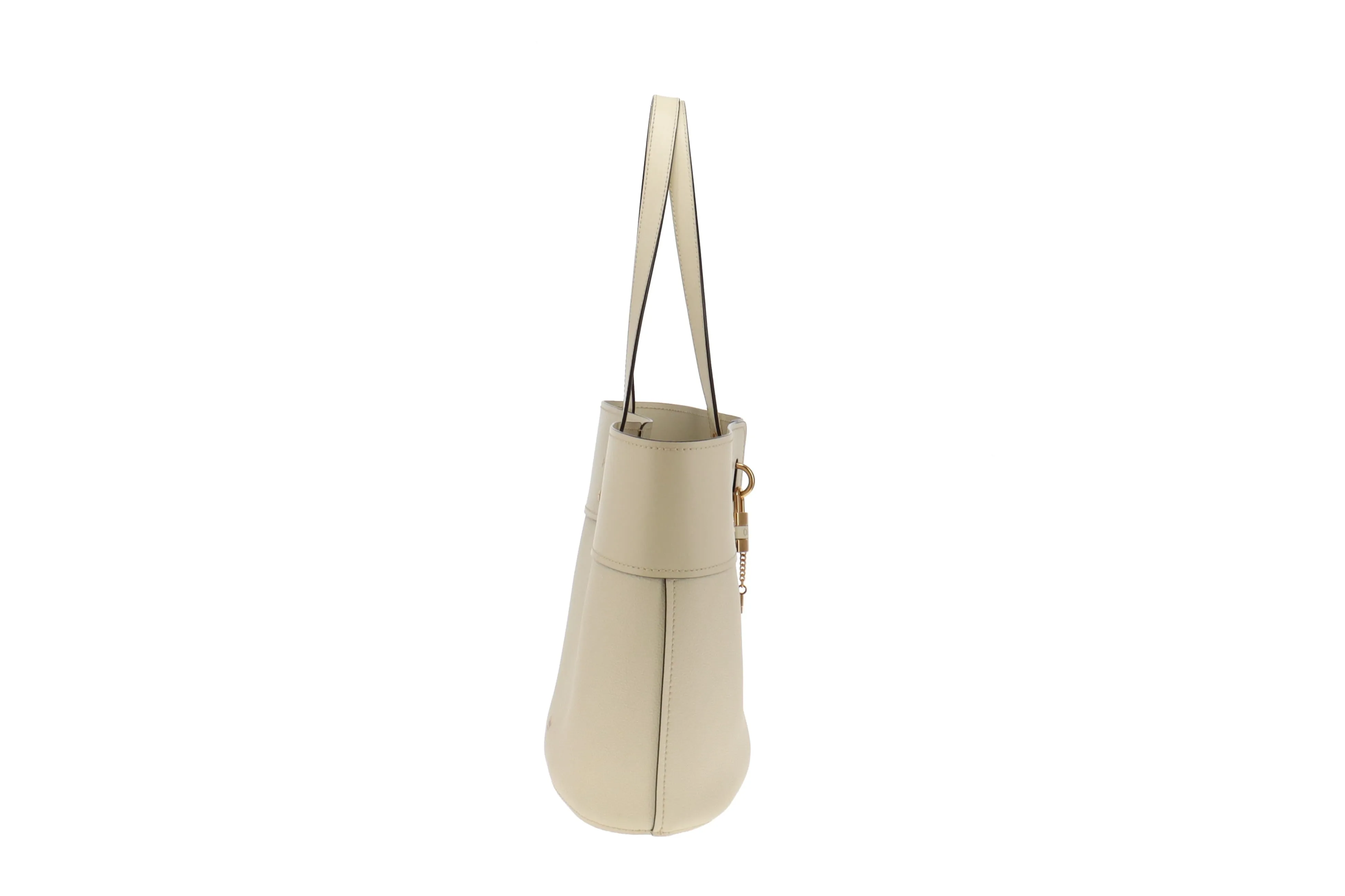 Chloe Cream Smooth and Grained Leather Medium Aby Tote