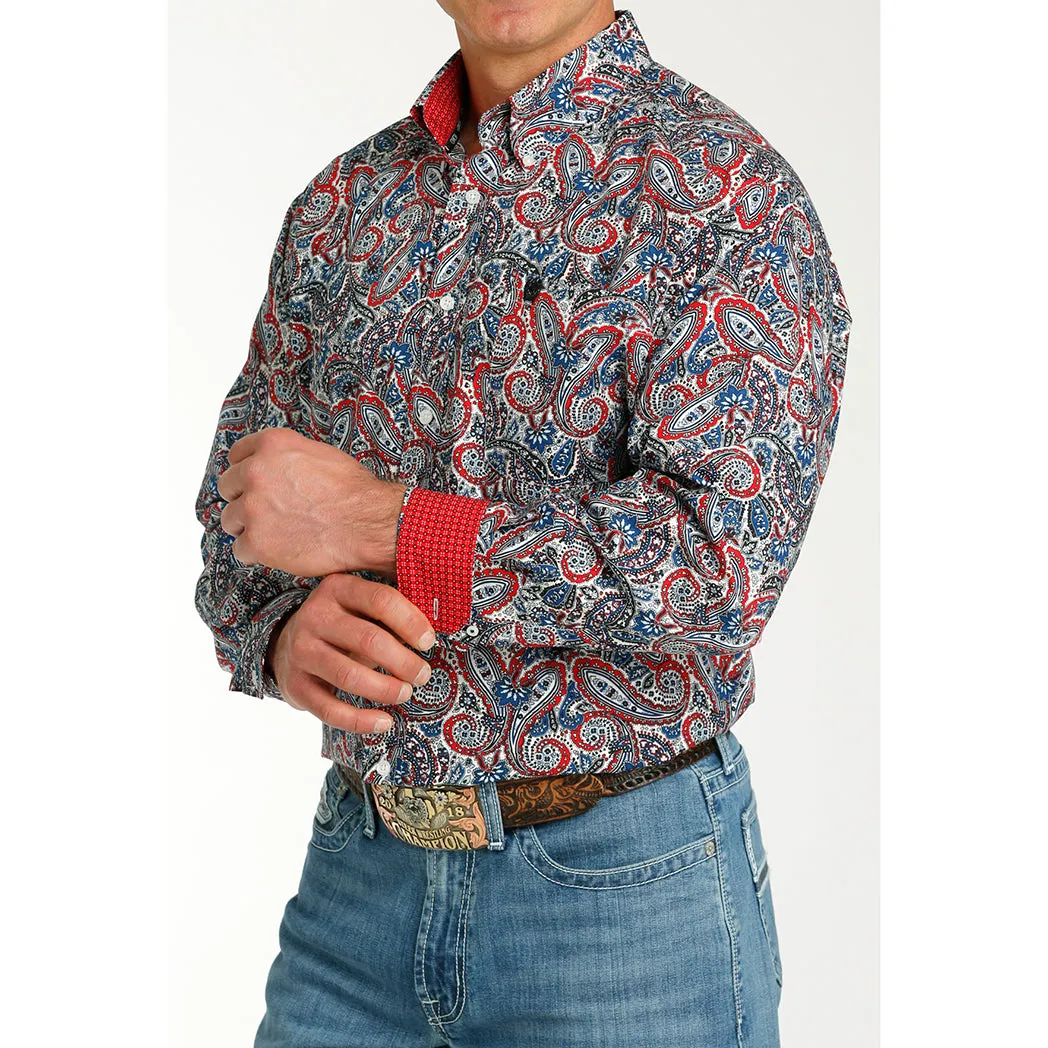 Cinch Men's Red White Blue Paisley Shirt