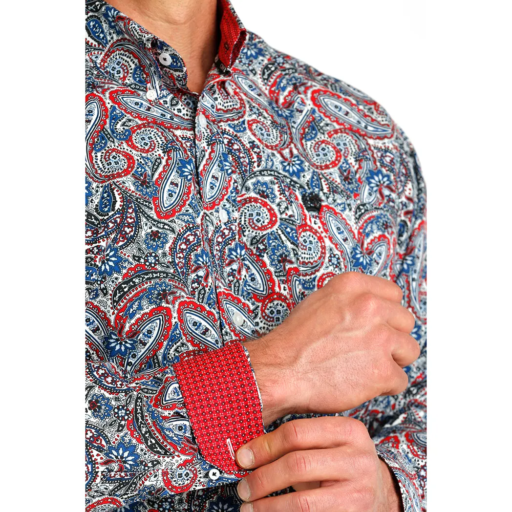 Cinch Men's Red White Blue Paisley Shirt