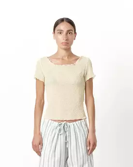 Crinkle Strawberry T-Shirt in Sandy Beige