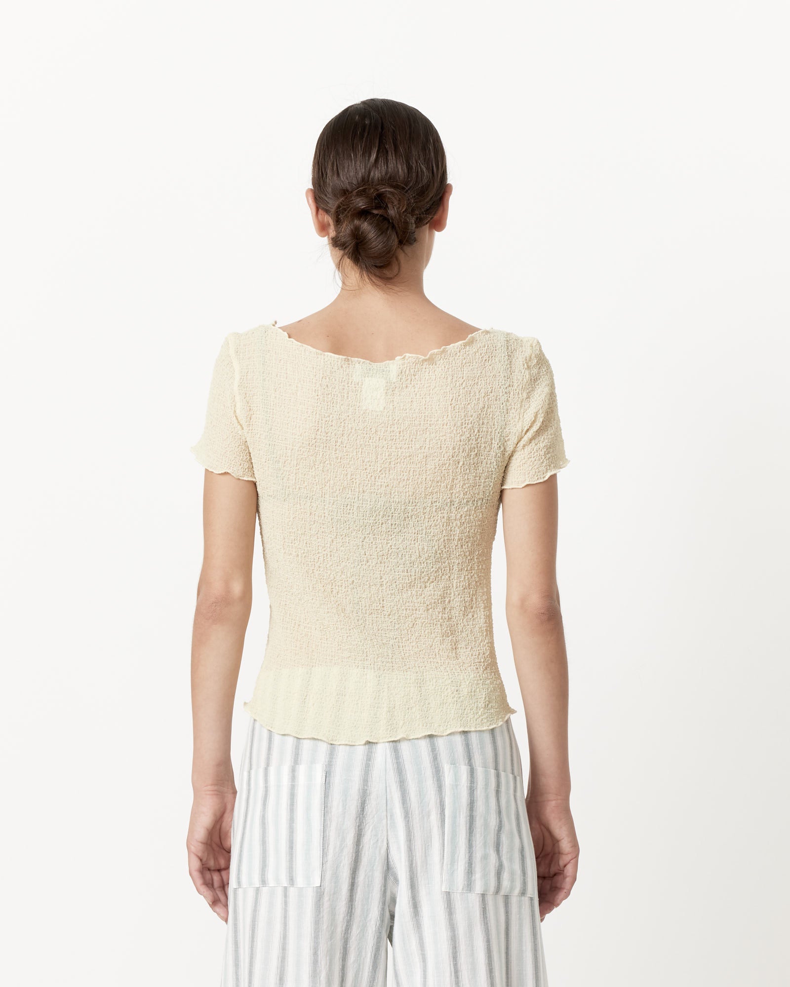 Crinkle Strawberry T-Shirt in Sandy Beige