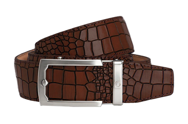 Crocodile Brown Strap Dress Belt 38mm