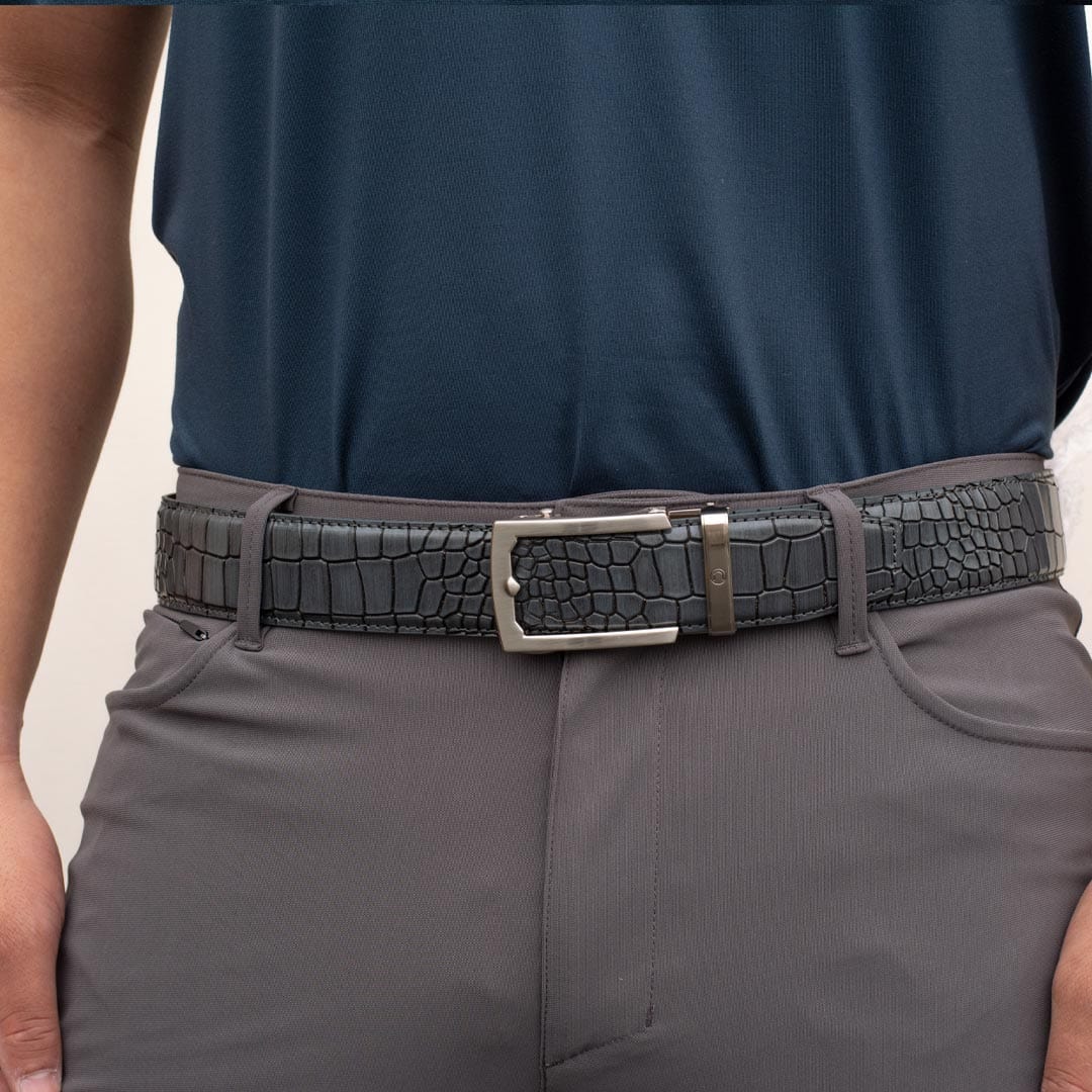 Crocodile Grey Dress Belt with 38mm Strap