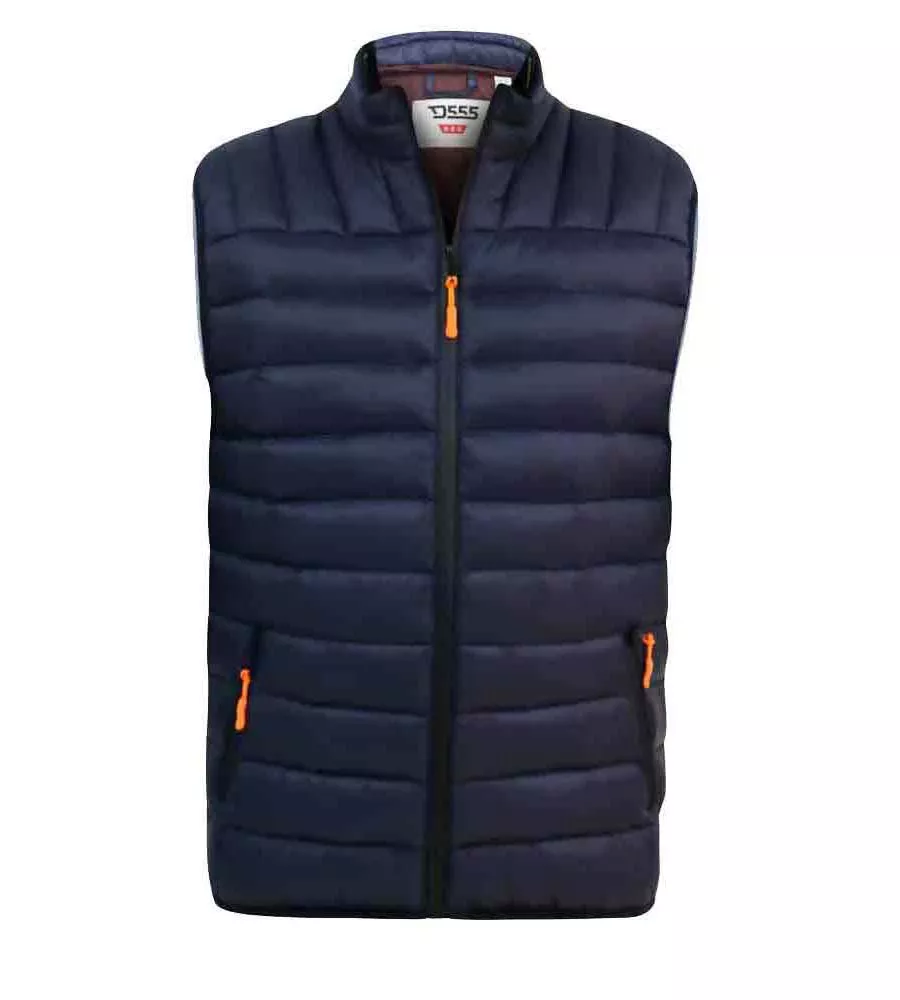 D555 Men's Puffer Gilet Jacket - Burgundy Lining - Wickham 1