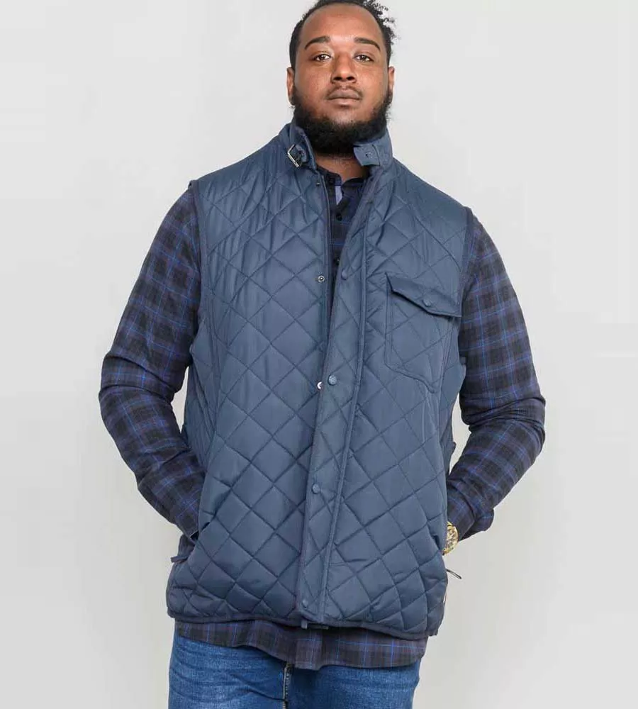 D555 Men's Quilted Gilet Jacket, Corduroy Trim, Nightingale.