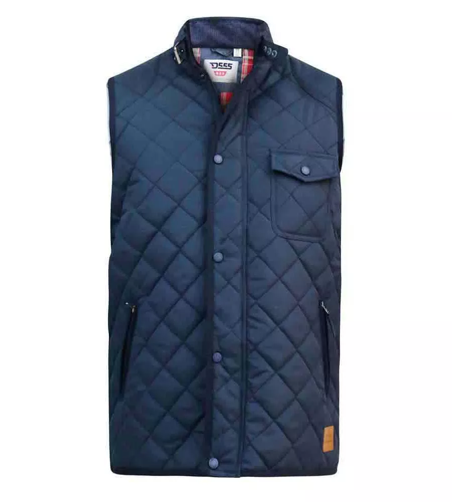 D555 Men's Quilted Gilet Jacket, Corduroy Trim, Nightingale.