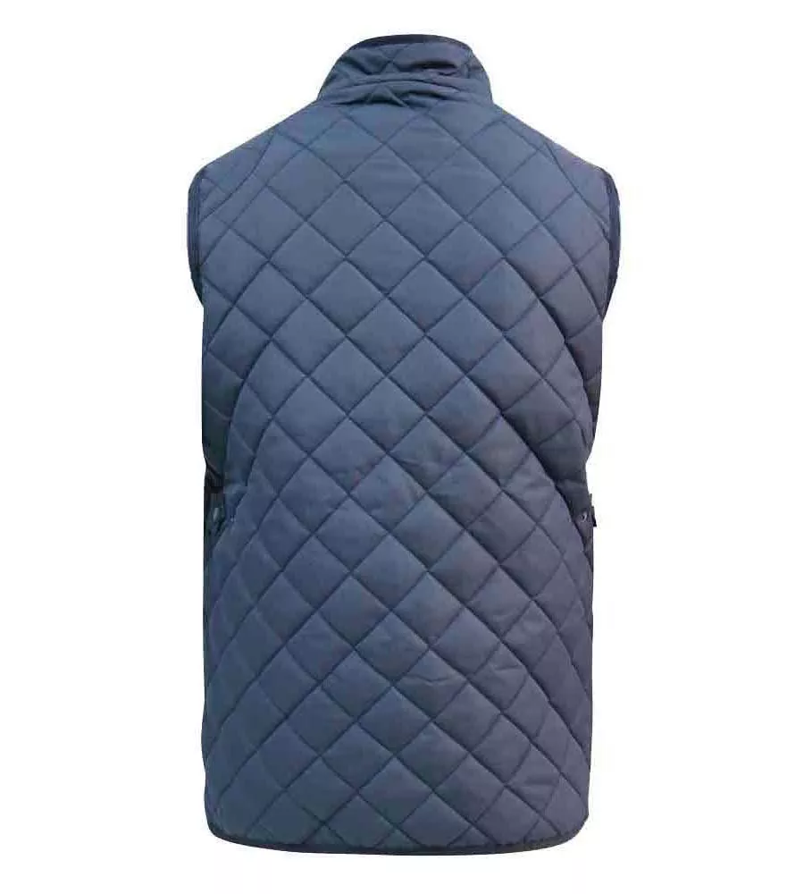 D555 Men's Quilted Gilet Jacket, Corduroy Trim, Nightingale.