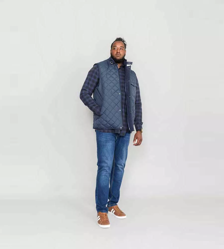 D555 Men's Quilted Gilet Jacket, Corduroy Trim, Nightingale.