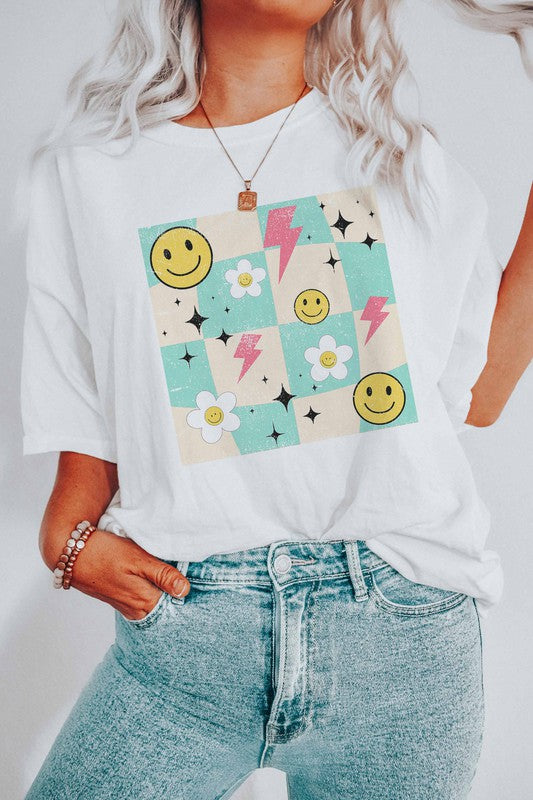 daisy smiley checker t-shirt