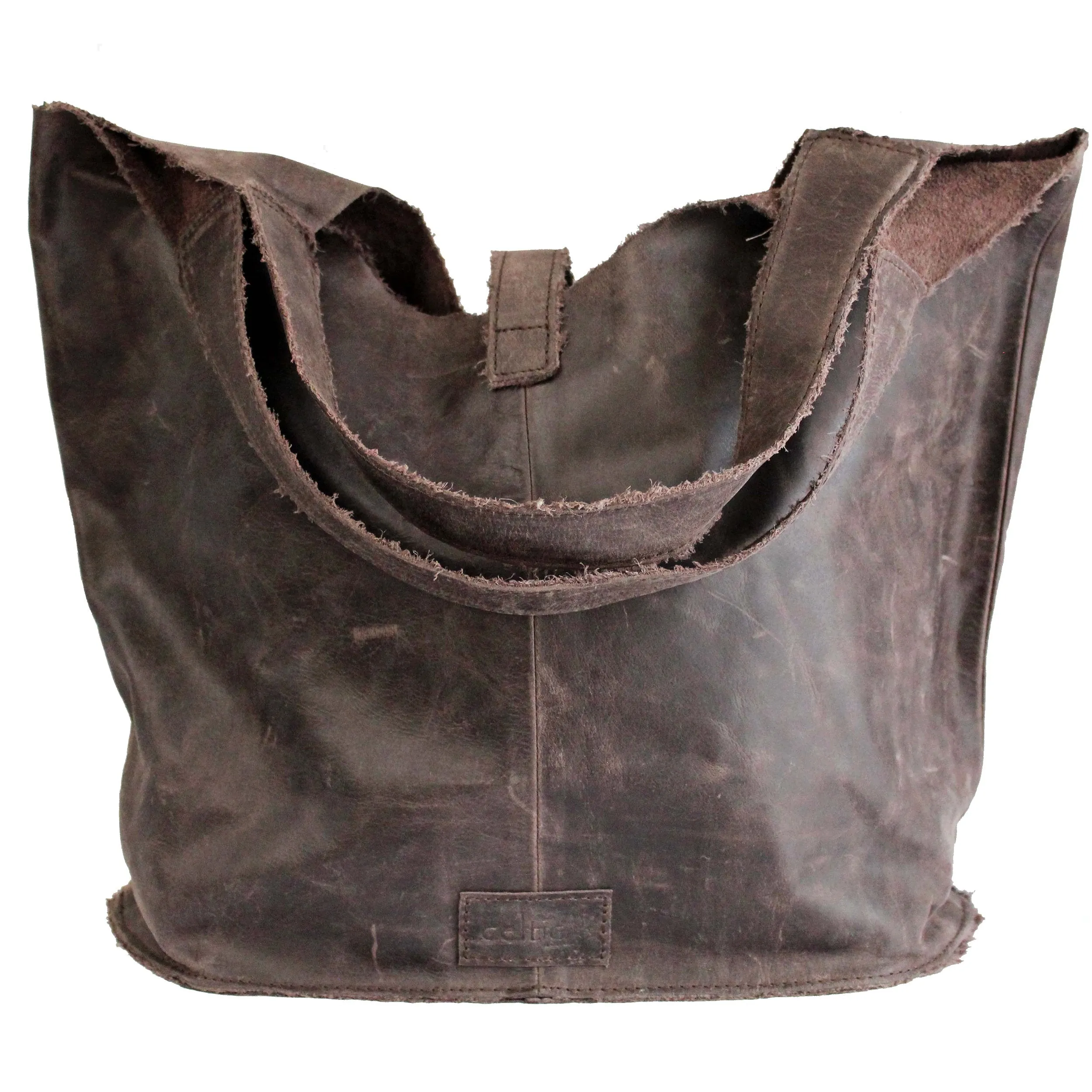 Distressed Leather Bag with Buckle