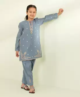 Embroidered Cotton Net Suit