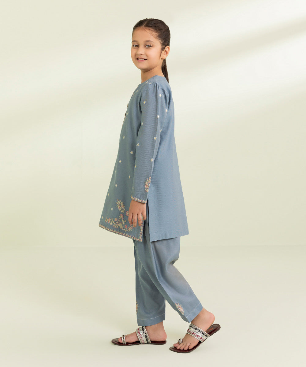 Embroidered Cotton Net Suit