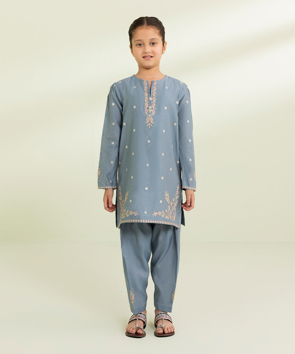 Embroidered Cotton Net Suit