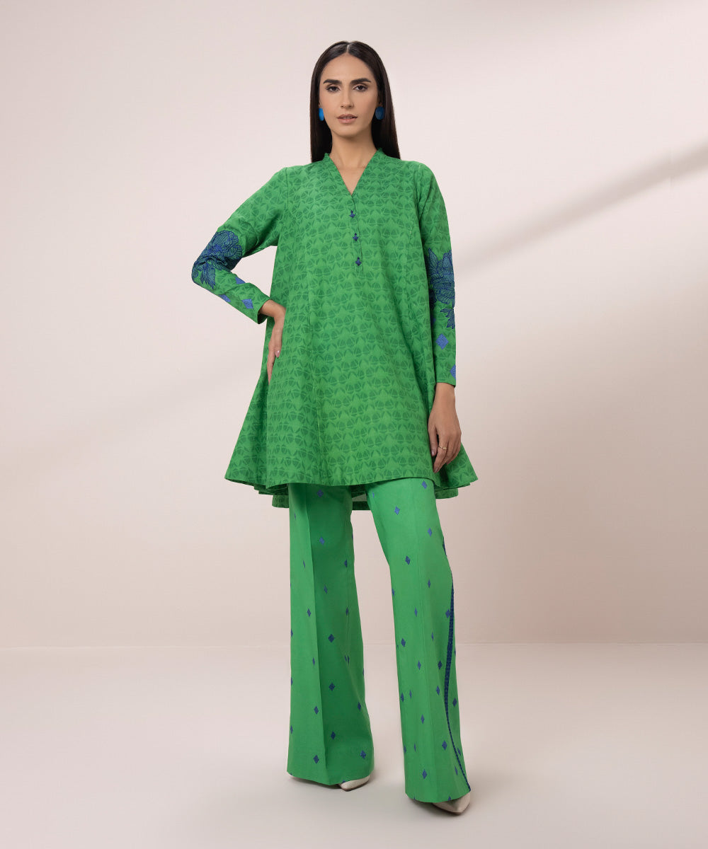 Embroidered Jacquard Suit - 2-Piece Set