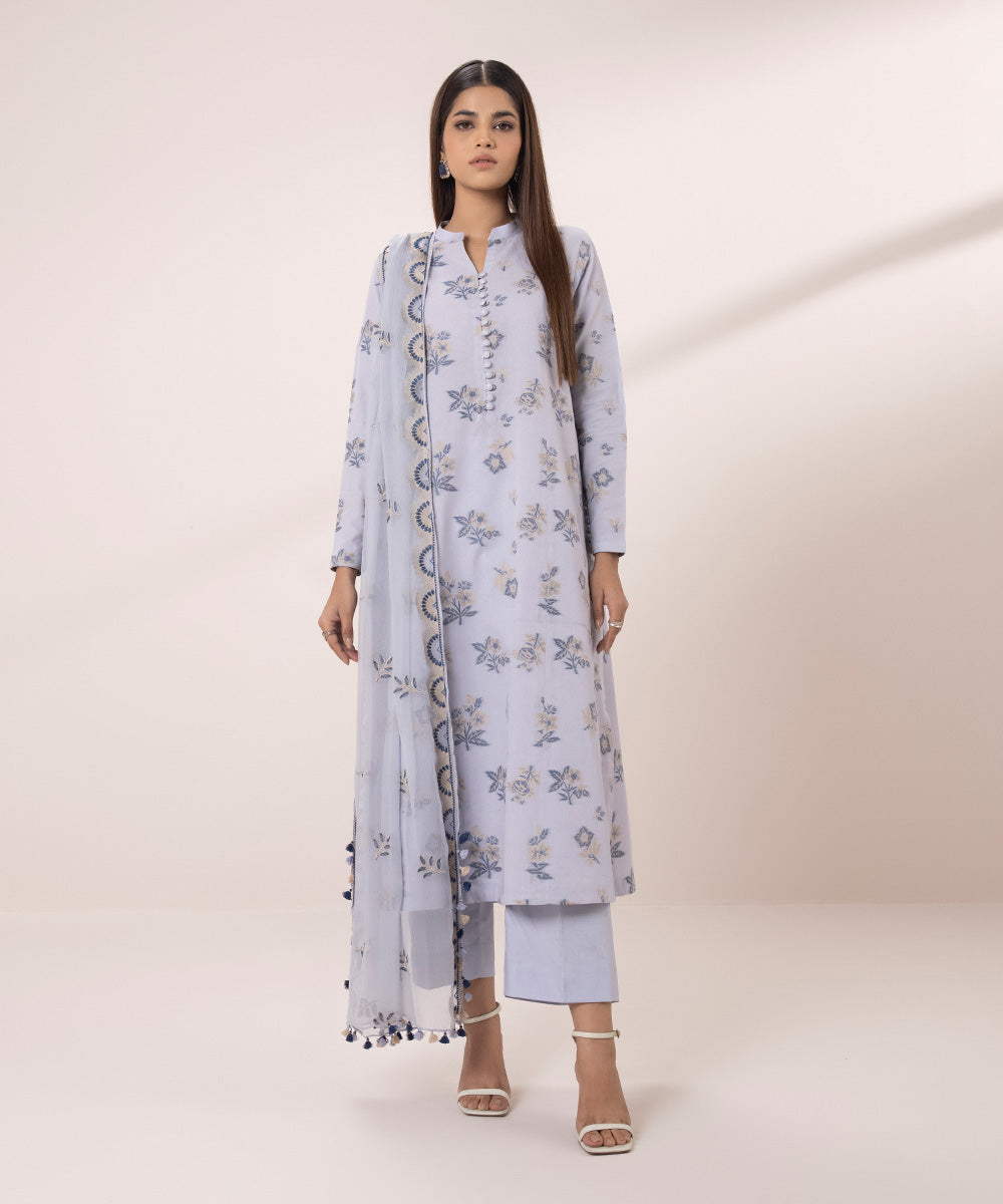 Embroidered Jacquard Suit - 3 Piece