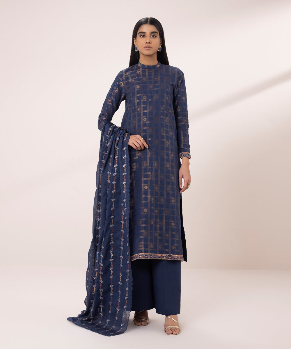 Embroidered Jacquard Suit 3 Piece