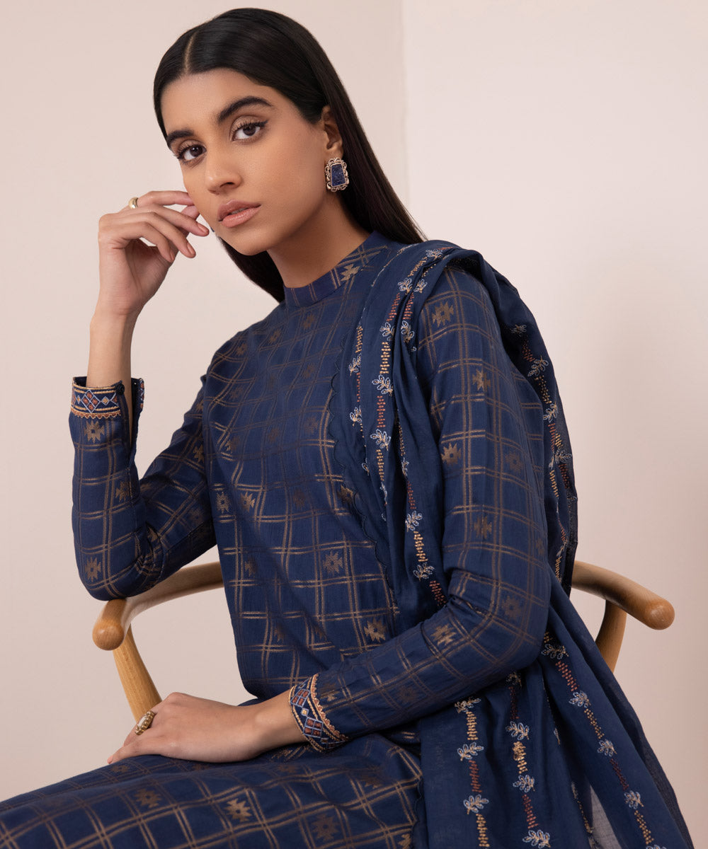 Embroidered Jacquard Suit 3 Piece