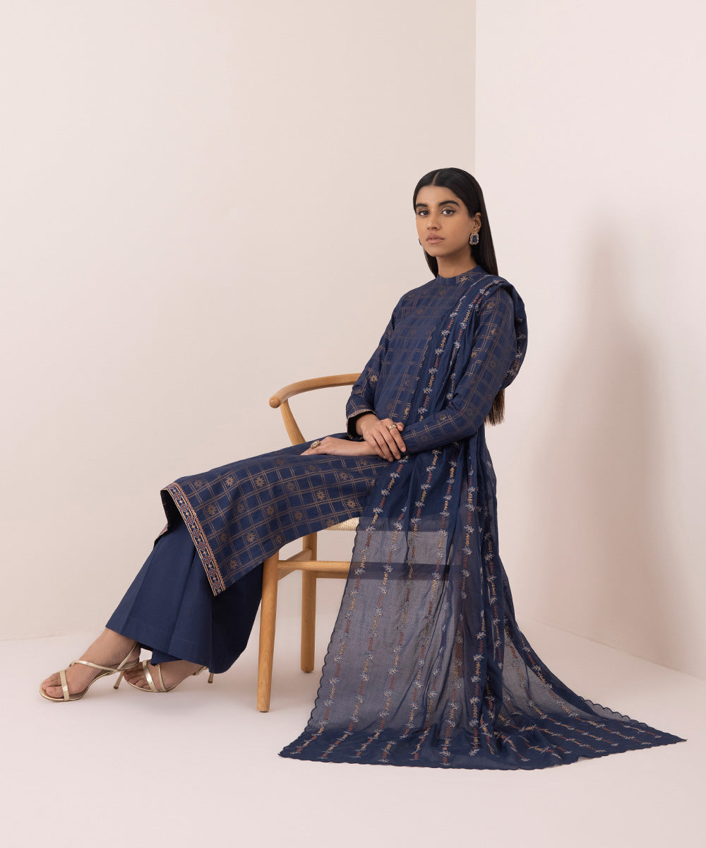 Embroidered Jacquard Suit 3 Piece