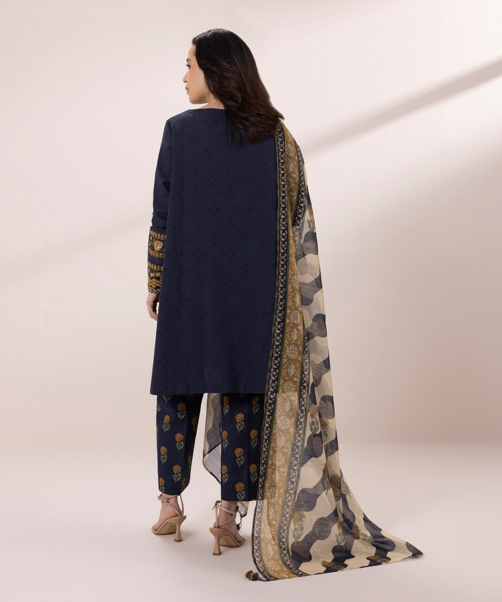 Embroidered Jacquard Suit - 3 Piece