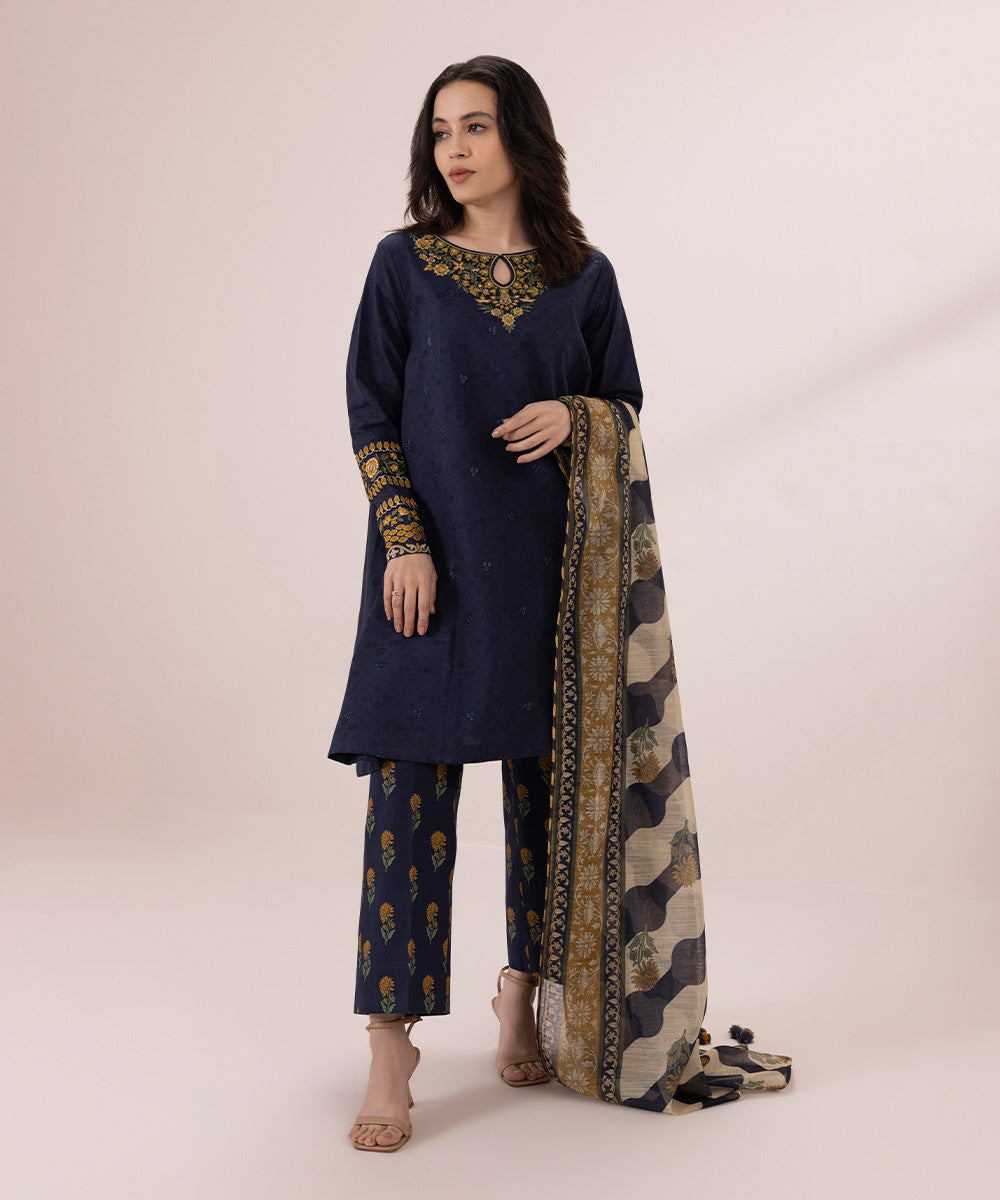 Embroidered Jacquard Suit - 3 Piece