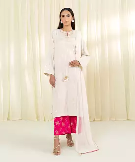 Embroidered Raw Silk Suit - 3-Piece Set