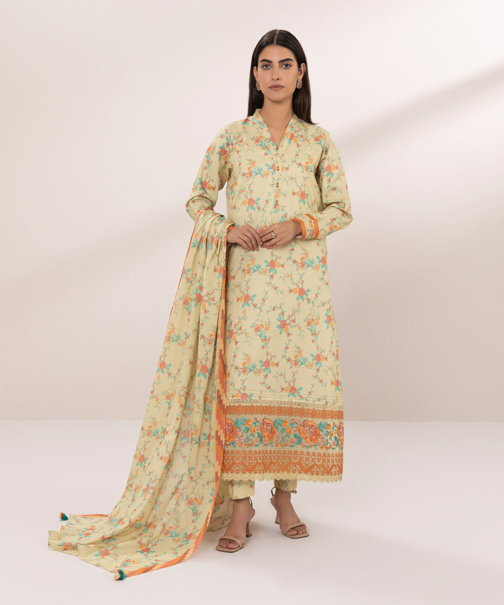 Embroidered Zari Lawn Suit - 3 Piece