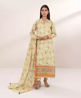 Embroidered Zari Lawn Suit - 3 Piece