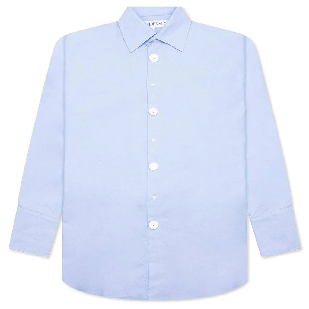 Enamel Button Oversized Shirt - Light Blue: Shop Now