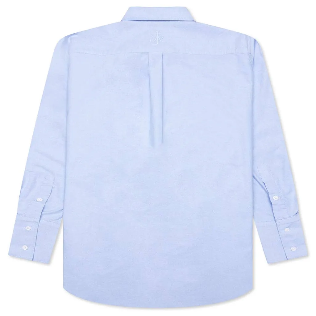 Enamel Button Oversized Shirt - Light Blue: Shop Now