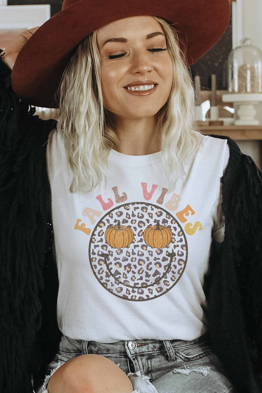 Fall Leopard Pumpkins Graphic Tee Plus Size.