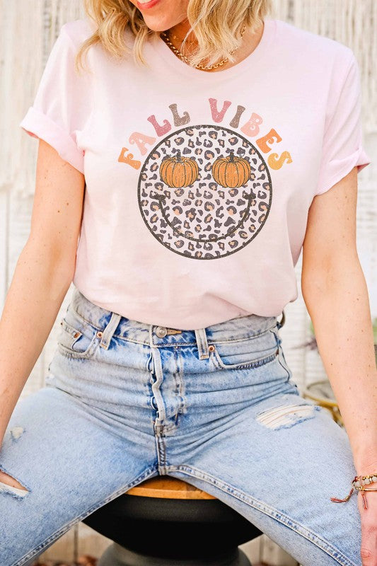 Fall Leopard Pumpkins Graphic Tee Plus Size.