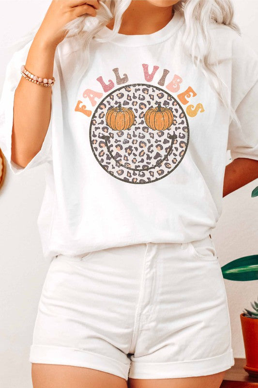 Fall Leopard Pumpkins Graphic Tee Plus Size.